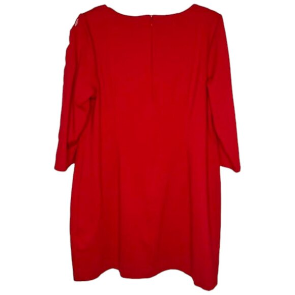 RSVP by Talbots Ponte Sheath Dress Scalloped Sleeve Detail - Red - 16P - Picture 6 of 10